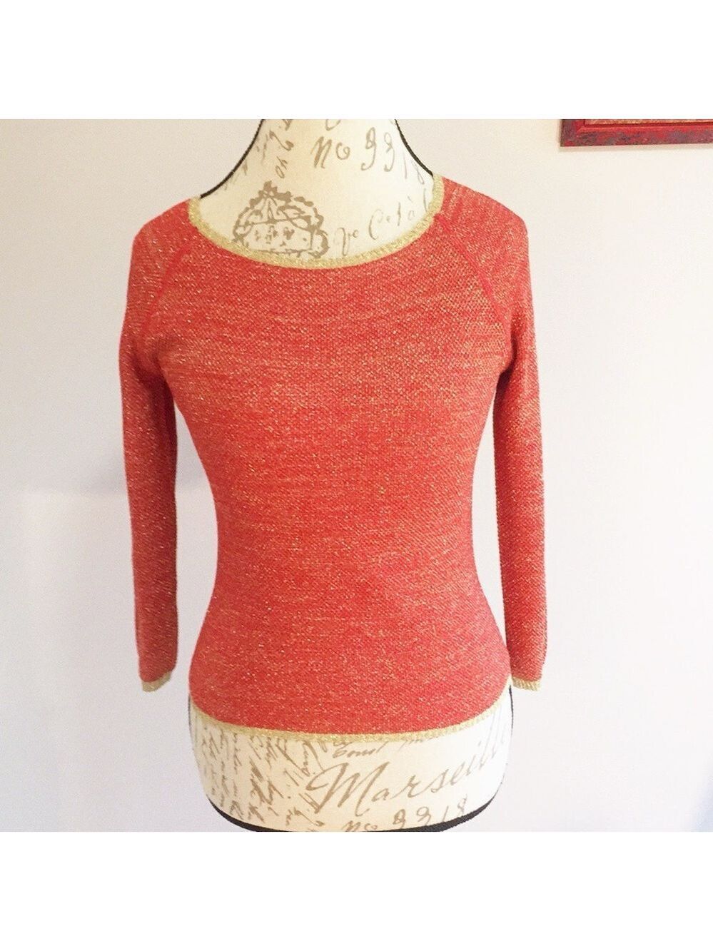 Banana Republic Silk Blend Orange and Gold Women's Sweater Small